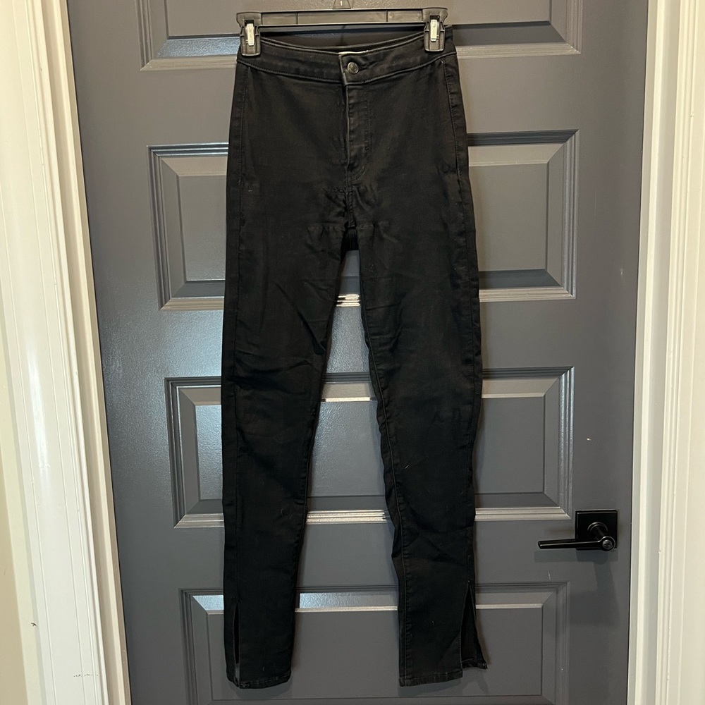 Free People Women’s Black High Waist Slit Ankle Stretch Skinny Jeggings